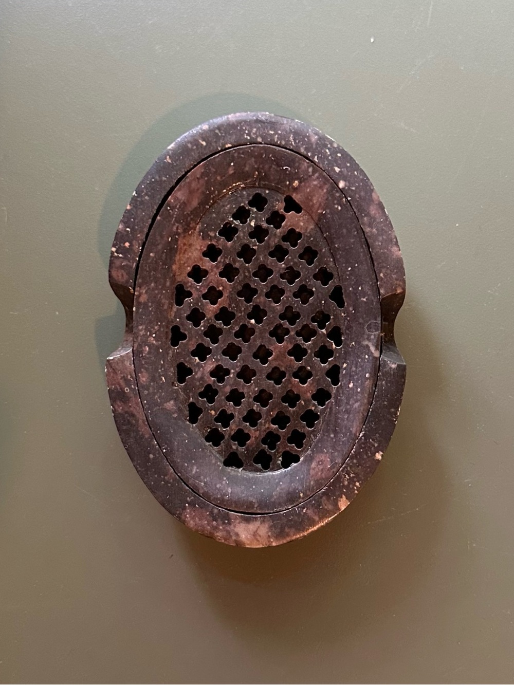 Vintage • 2 piece soap holder with water drains • made of stone • soap dish